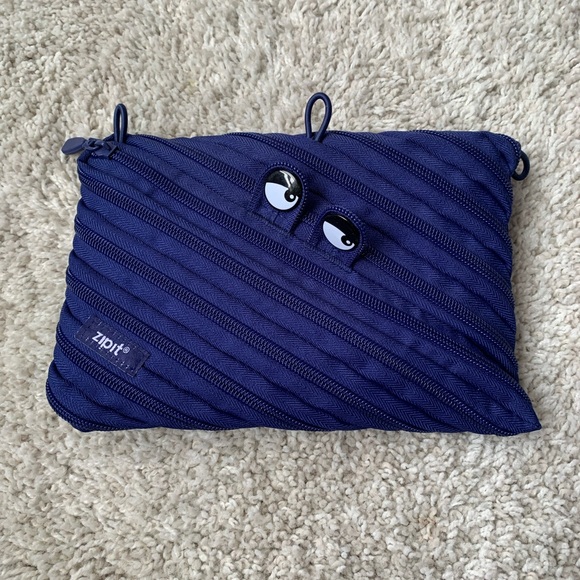 🎆🎇3for$9 zipit monster 3-ring  pencil case/pouch. Royal Blue - Picture 1 of 2